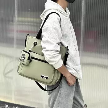 Большая вместительная женская сумка-тоут для поездок на работу, студенческая сумка через плечо, мужская сумка-мессенджер чёрный