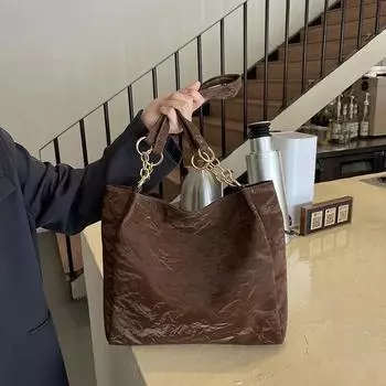 Большая вместительная женская сумка, универсальная, элегантная и повседневная, наплечная сумка в стиле ретро