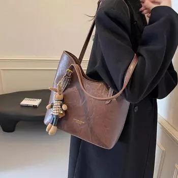 Большая вместительная женская сумка в стиле ретро подмышки 2024 года, новая модная сумка через плечо на осень и зиму, повседневная сумка-тоут для поездок на работу 29*10*28