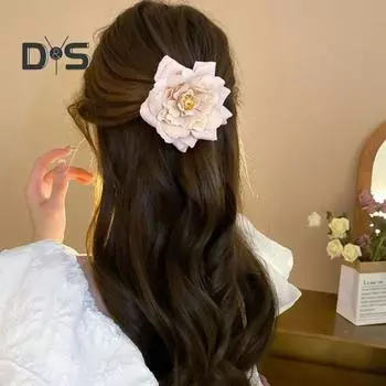 Большая заколка для волос с цветком розы, градиент цвета, большая заколка для волос с цветком сбоку, костюм, брошь с лацканом, булавка, аксессуары для волос белый