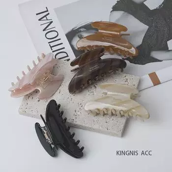 «Большая заколка для волос в виде акулы из ацетата во французском стиле для женщин — летний аксессуар для волос» грязно-белый