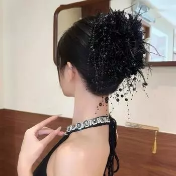 Большая заколка-краб для волос с пайетками в виде цветка для женщин, модная заколка-акула, заколка для волос для хвостика, заколка-бабочка, ретро объемная заколка для волос, головной убор