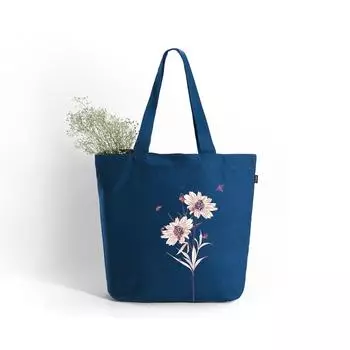 Большая женская большая сумка на молнии, стильные хлопковые сумки, холщовые сумки для колледжа 17 x 14 x 4 in