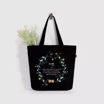 Большая женская большая сумка на молнии, стильные хлопковые сумки, холщовые сумки для колледжа 17 x 14 x 4 in