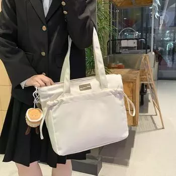 Большая женская сумка через плечо для студентов большой вместимости чёрный