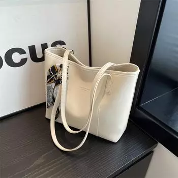 Большая женская сумка-тоут премиум-класса большой вместимости 2024 года, новая ретро-сумка на плечо для студентов колледжей и студентов хаки