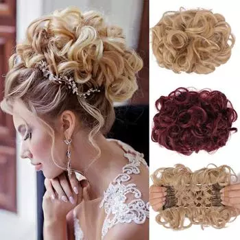 БОЛЬШАЯ расческа на клипсе для наращивания вьющихся волос, синтетические волосы, шиньон, женская прическа, шиньон, наращивание волос, пучок