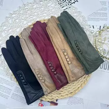 Больше. Перчатки Qiu Touch Screen Split-Finger, нескользящие утолщенные бархатные однотонные теплые перчатки для вождения и езды One Size хаки