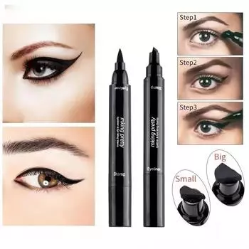 Большеглазая толстая черная двуглавая ручка для макияжа глаз, подводка для глаз, водостойкая и устойчивая к поту, не размазывается 01#