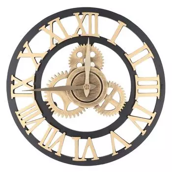 Большие 3D ретро настенные часы 34 см старинные деревянные шестерни настенные часы цифры индустриальный стиль часы для золотистый