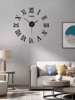 Большие 3D современные настенные часы с римским алфавитом, стильные и простые настенные часы без щелчков для украшения дома в общественных местах