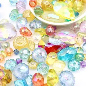 Большие 500 штук или блестящие ассорти из граненых акриловых бусин ручной работы Общая вместимость, больше, бусины, похожие на драгоценные камни, набор, большие, маленькие, смешанные, каплевидные,