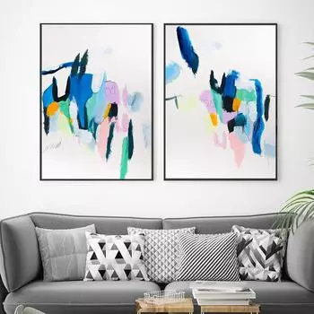 Большие абстрактные картины середины века с красочными геометрическими линиями на холсте, картины с принтом постеров, картины для гостиной, украшения дома 21x30cm No Framed