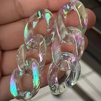 Большие акриловые висячие серьги для женщин, массивные серьги в корейском стиле в стиле панк, прозрачные цветные серьги-цепочки, богемные ювелирные аксессуары