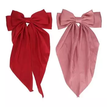 Большие банты для волос, двухслойные металлические зажимы с длинным хвостом, модные аксессуары, милые большие банты для волос, лента