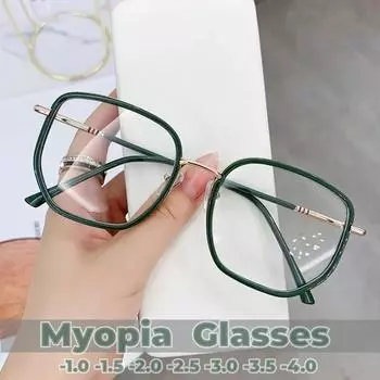 Большие большие очки для близорукости, женские и мужские классические очки в квадратной оправе, защитные компьютерные очки с защитой от синего света, от 0 до -4,0 0