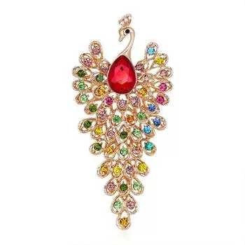 Большие броши в виде павлина, трехцветные броши в виде птиц и животных на свадьбу золотой