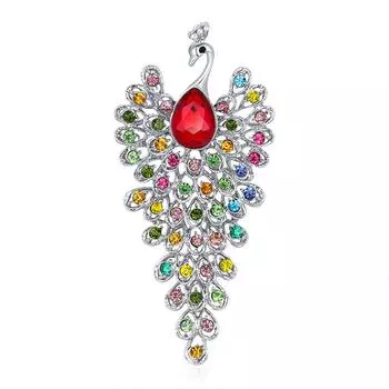 Большие броши в виде павлина, трехцветные броши в виде птиц и животных на свадьбу золотой