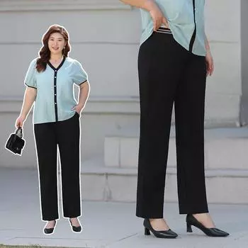 Большие брюки-трубы для сигарет Весенние брюки-багет Свободные утягивающие скрывающие плоть брюки Mom Harun XL чёрный