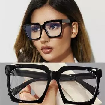 Большие черные очки унисекс квадратная оправа пластик классические анти-синий свет прозрачные очки офисные аксессуары Anti blue light