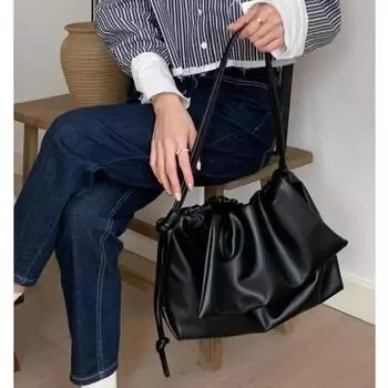 Большие черные сумки через плечо для женщин, большая сумка-шоппер Hobo, однотонная сумка через плечо из мягкой кожи