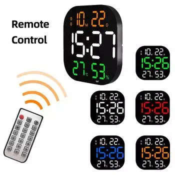 Большие цифровые настенные часы с большим квадратным экраном, температурой, датой, неделей, функцией отключения питания, памятью, настольными часами, электронными светодиодными будильниками