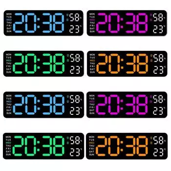 Большие цифровые настенные часы с дисплеем температуры, даты и недели, настольный будильник, электронный будильник для домашнего декора спальни Whiteshell blue light