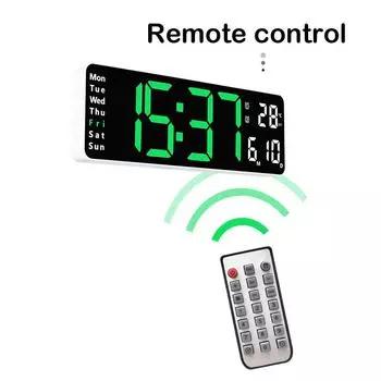 Большие цифровые настенные часы с дистанционным управлением, светодиодные часы с дисплеем температуры, даты и недели, настольные часы с настенным креплением, двойные будильники