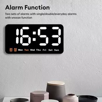 Большие цифровые настенные часы с голосовым управлением, температурой, датой, неделей, настольные часы, электронные светодиодные настенные часы 12/24 ч, двойной будильник