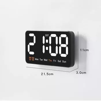 Большие цифровые настенные часы с голосовым управлением, температурой, датой, неделей, летним временем, 12/24 часа, двойной будильник, настенный светодиодный синий