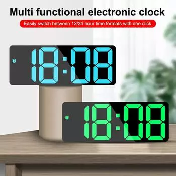 Большие цифровые настенные часы с питанием от USB, дисплей с дистанционным управлением, функция выключения питания, память, настенные настольные часы с двумя будильниками и светодиодными часами зелёный