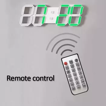 Большие цифровые настенные часы со светодиодами 3D, автоматические светочувствительные будильники с дистанционным управлением, настенные и настольные часы с дисплеем времени/даты/температуры белый