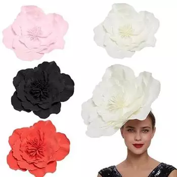 Большие цветочные повязки на голову для женщин, шляпа-чародейка, свадебный костюм, головной убор жёлтый