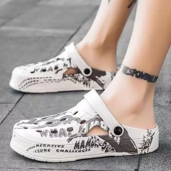 Большие дырочки, летние новые нескользящие туфли для повседневной носки, пляжная обувь, внешняя сумка, крутые тапочки, болотная обувь 40