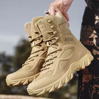 Большие дышащие ботинки, износостойкие тренировочные ботинки для походов на открытом воздухе для спецназа, высокие военные ботинки 39 хаки