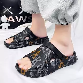 Большие дышащие сандалии, летняя новая повседневная модная тенденция, пляжная обувь двойного назначения с одним словом 39