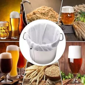 Большие фильтр-мешки для пивоварения. Мешок-сито с мелкой сеткой 250 микрон. Многоразовые сменные пакеты для пивоварения с регулируемым шнурком для зерна хмеля для домашнего пивоварения. S