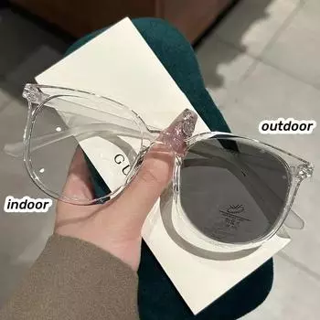 Большие фотохромные очки для близорукости для женщин, унисекс, винтажные прозрачные очки для близорукости, женские модные ретро-очки большого размера 0