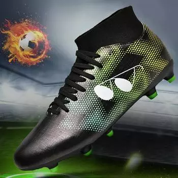 Большие футбольные бутсы с высоким берцем. Мужские бутсы с искусственным лугом для тренировок. Студенческие футбольные бутсы. Ботинки. Детские футбольные бутсы. 36 зелёный