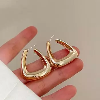 Большие геометрические U-образные трапециевидные серьги золотого цвета с гладкими каплями CCB для женщин, минимализм, гипербола, модные украшения для вечеринок золотой