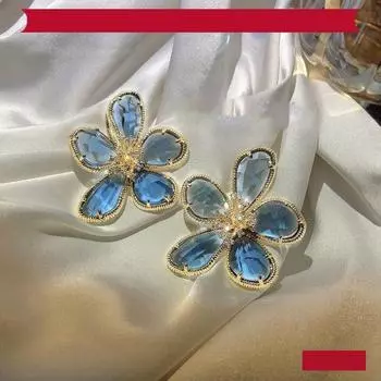 Большие хрустальные серьги-гвоздики с цветком для женщин, цветные хрустальные модные украшения, милые подарки зелёный