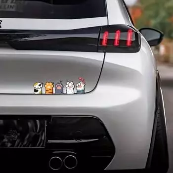 Большие и маленькие наклейки на автомобиль с кошачьей лапой, индивидуальные креативные милые декоративные наклейки на мотоцикл, светоотражающие наклейки с царапинами на мотоцикле с мультяшным котом Small