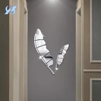 Большие и маленькие наклейки на зеркало с перьями украшают домашнюю гостиную комнату фоновые наклейки на стену