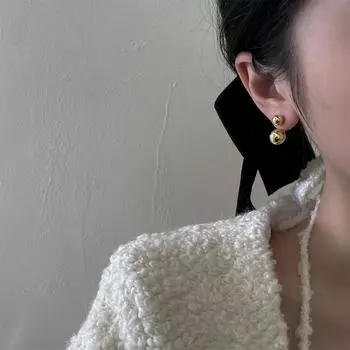 Большие и маленькие серьги-гвоздики в форме шарика для женщин, модная индивидуальная корейская версия, нишевая ювелирная бижутерия высокого класса, серебряная игла 925 пробы, модная подвеска сзади 925 silver needles