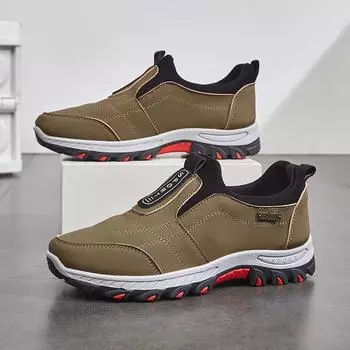 Большие и высокие мужские осенне-зимние туфли нескользящие легкие кроссовки для ходьбы без застежек на мягкой подошве удобная спортивная обувь 47 чёрный