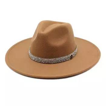 Большие карнизы персикового цвета с сердечками M Стандартные карнизы цвета кашемира Модная фетровая шляпа Джазовая шляпа Цилиндр M56-58cm коричневый