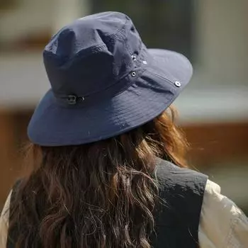 Большие карнизы со шнурком солнцезащитный козырек рыболовная шляпа детская летняя уличная дышащая горная кемпинговая затеняющая альпинистская рыболовная шляпа мужская M56-58cm чёрный