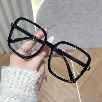 Большие классические квадратные очки в яркой модной оправе Y2k для повседневной фотосъемки в школу, защиты глаз, аксессуаров для одежды. no size чёрный