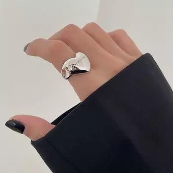 Большие кольца серебряного цвета для женщин, аксессуары, новые модные, элегантные, простые, гладкие, с сердечком, вечерние украшения, подарки на день рождения