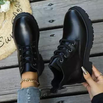 Большие короткие ботинки женские ботинки Martin женские британские черные короткие ботинки с ремешками на ремешках осенние и зимние ботинки женские 35 чёрный